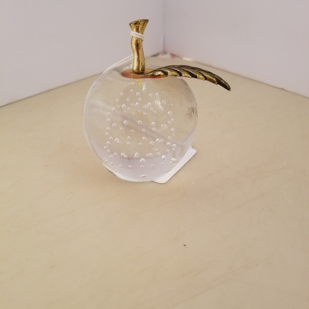 Elegant Glass Apple with Gold Accents